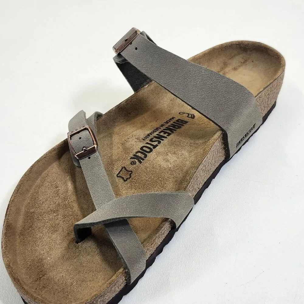 Birkenstock Mayari Stone Sandals Mens Size 10 New in Box Buckle Comfort Slides